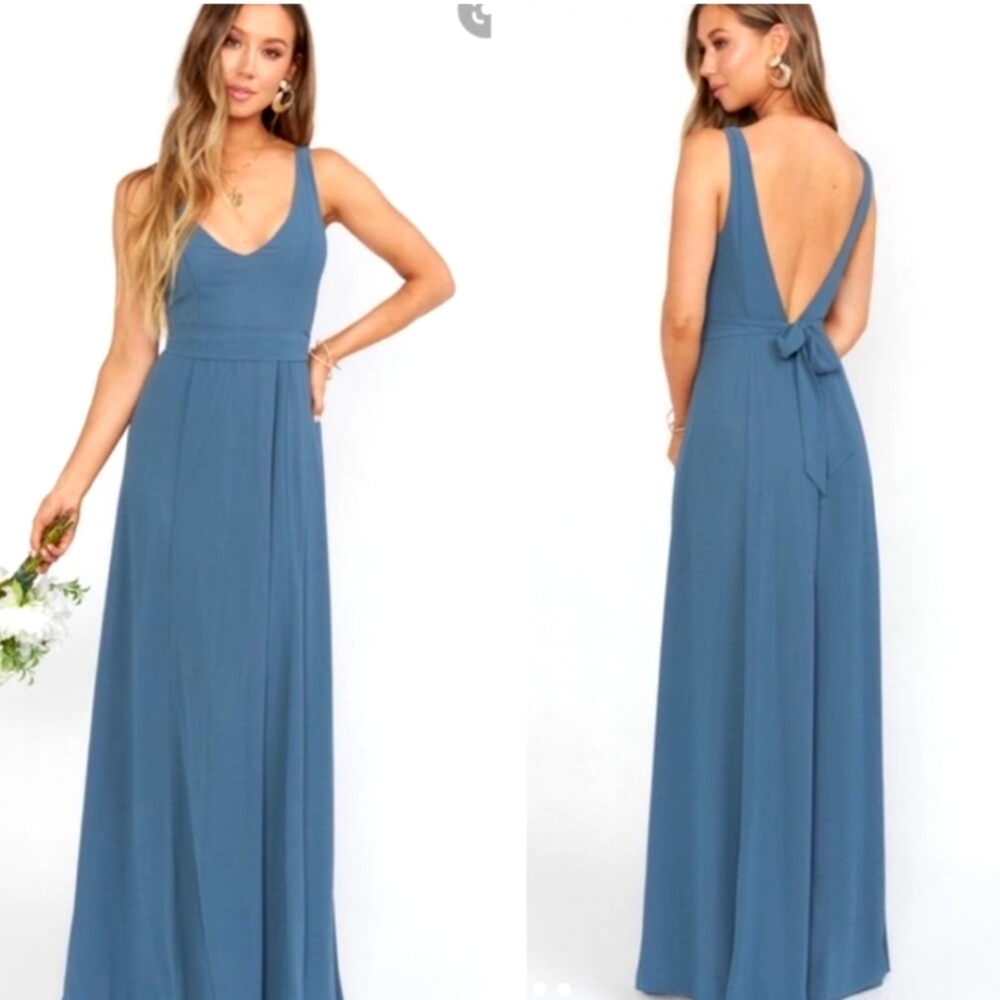 Show Me Your Mumu Jenn Maxi Slate Gray Bridal Wedding Bridesmaid Dress Large